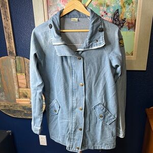 Vintage light denim utility jacket - military patch style